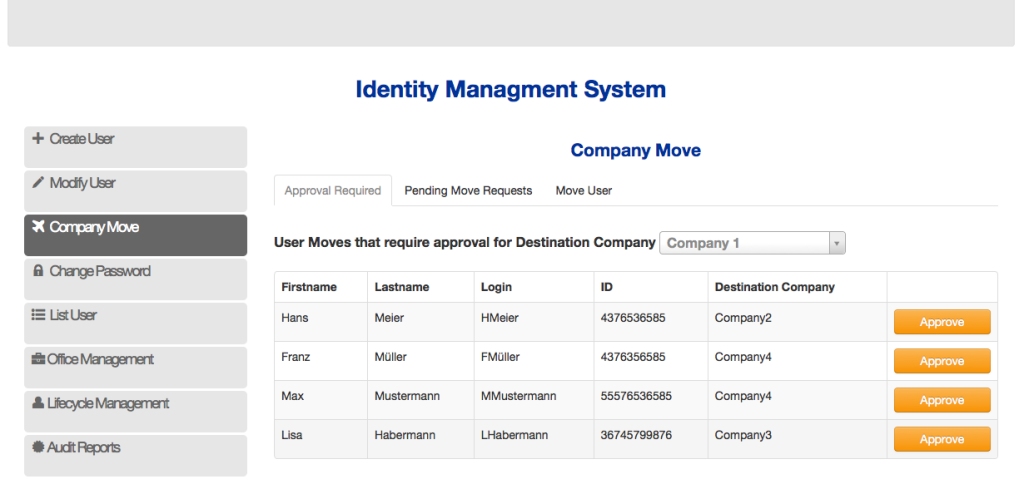 User Management Frontend for IDM